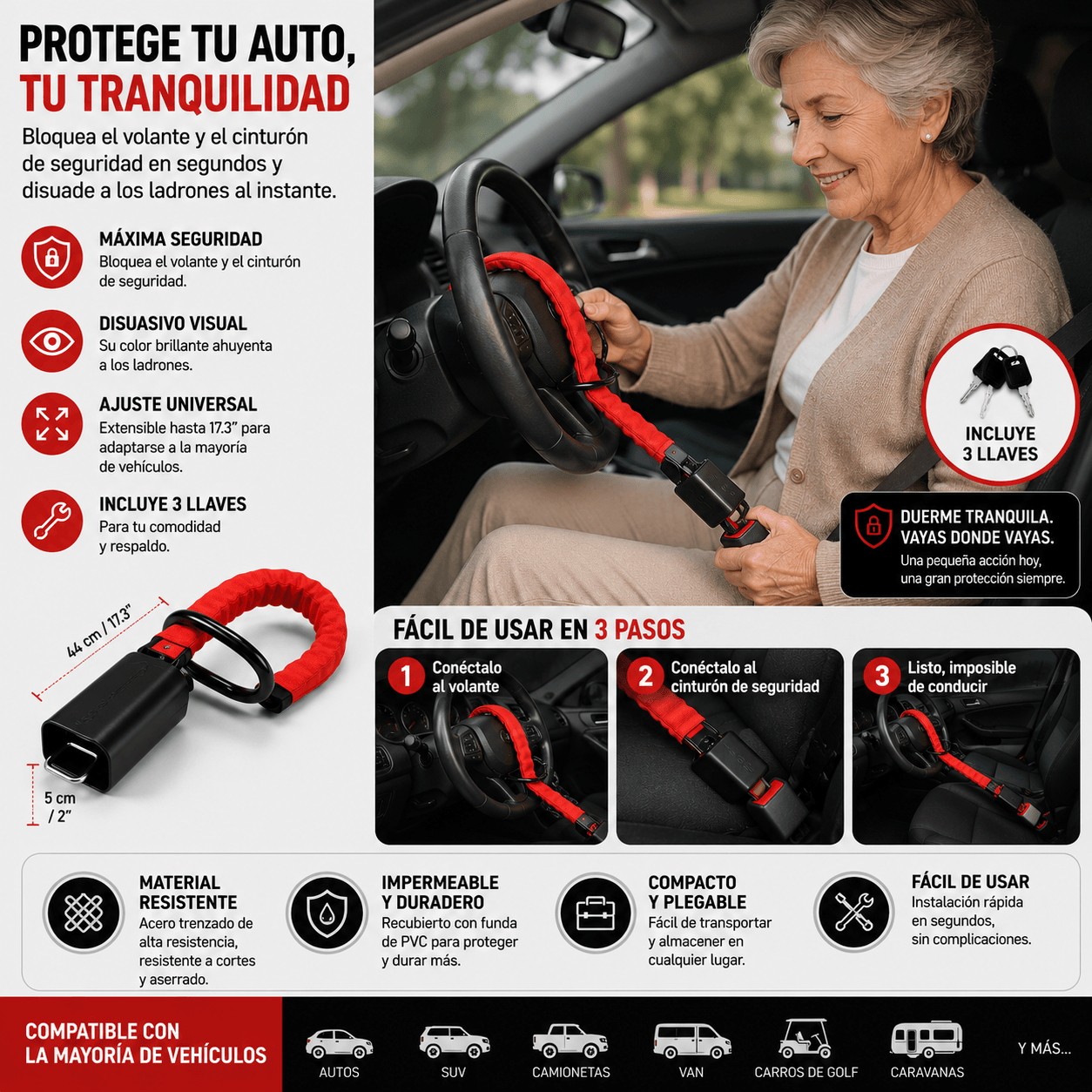 Tranca Volante Al Cinturon De Seguridad