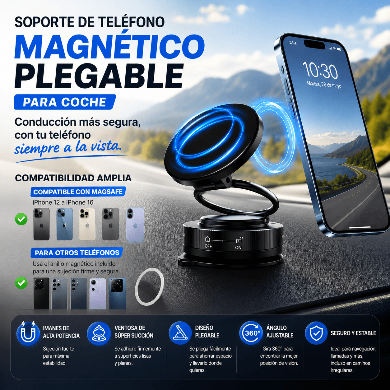 Soporte Magnético para celulares ULTRA RESISTENTE