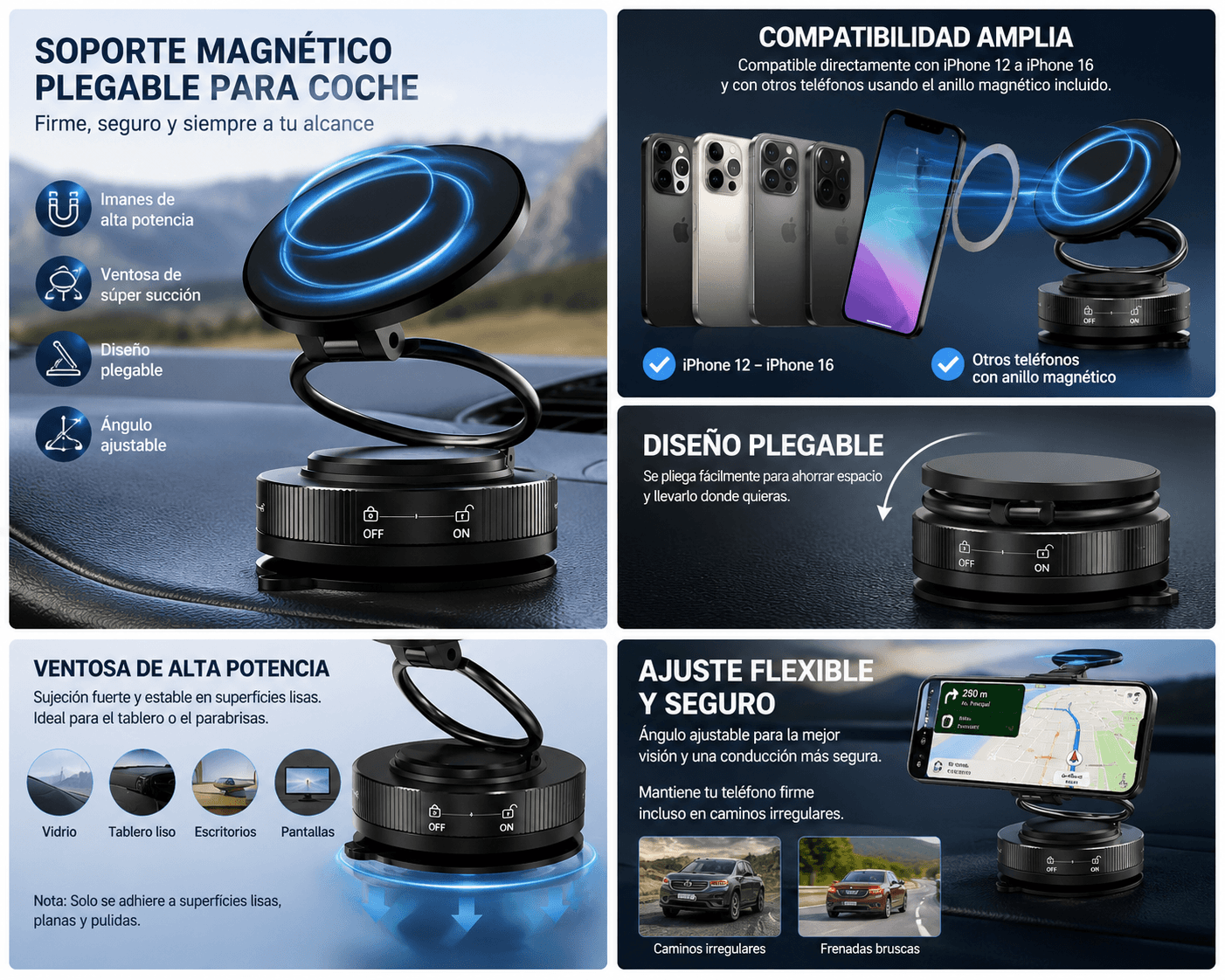 Soporte Magnético para celulares ULTRA RESISTENTE