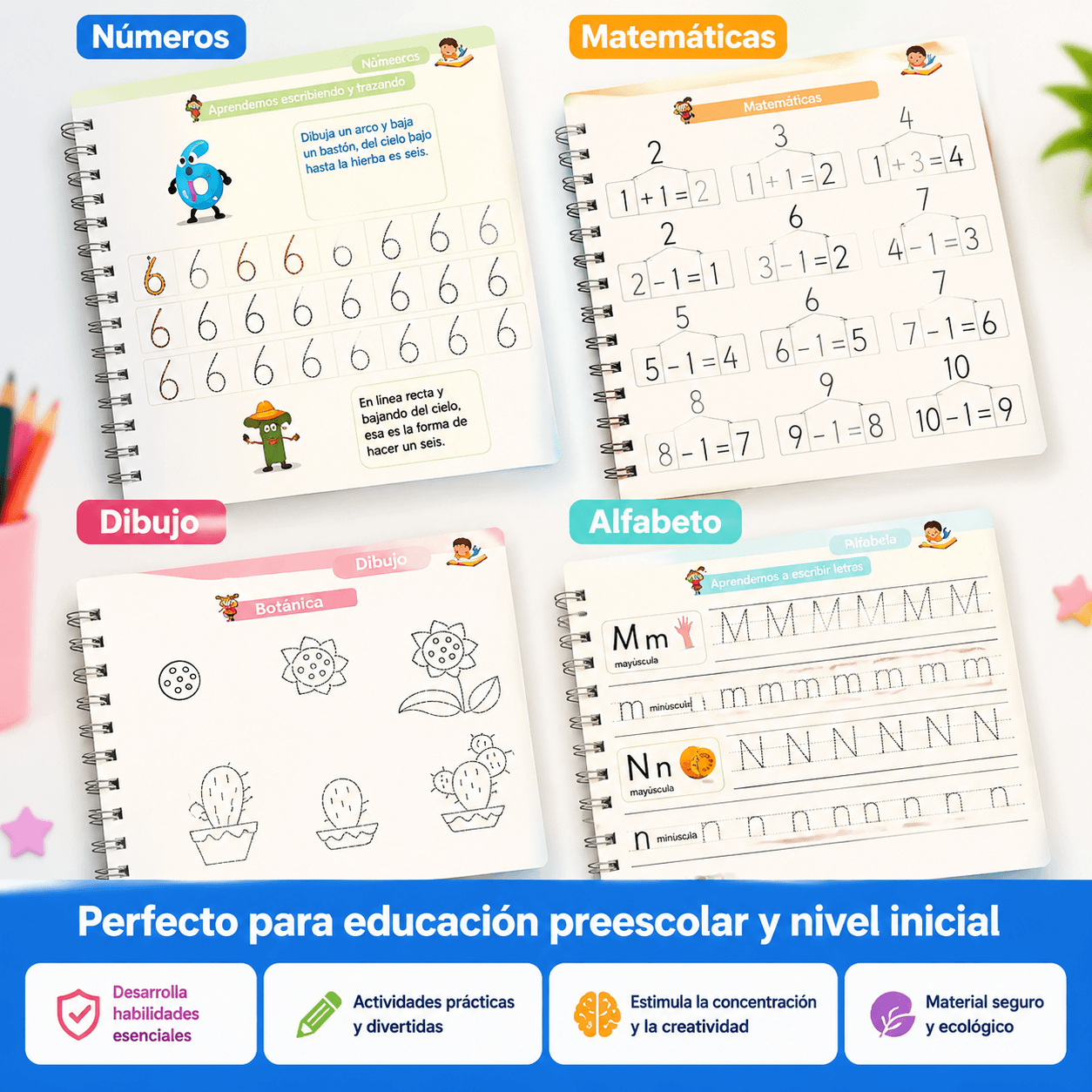 Set Cuadernos Magicos de Caligrafia Montessori