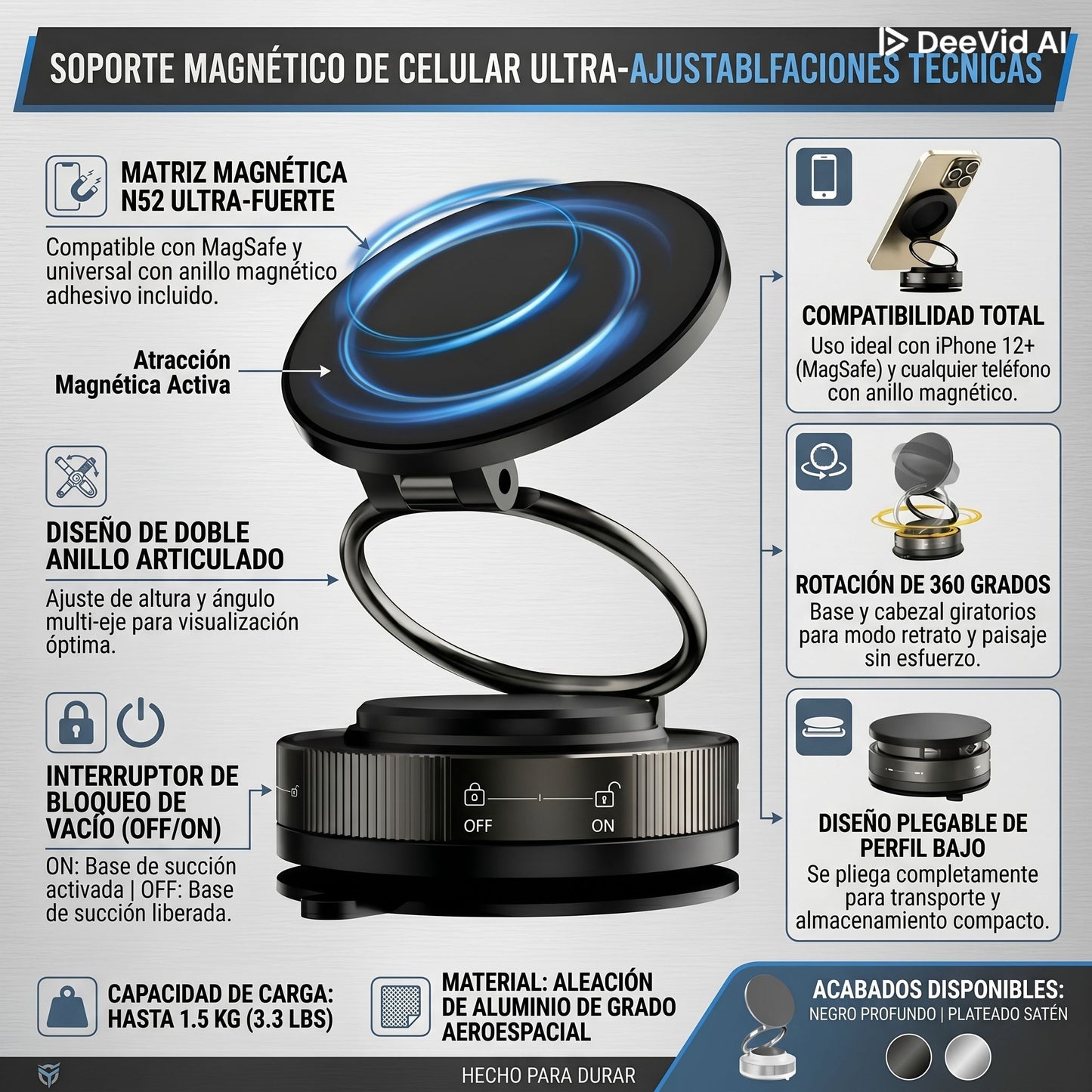 Soporte Magnético para celulares ULTRA RESISTENTE