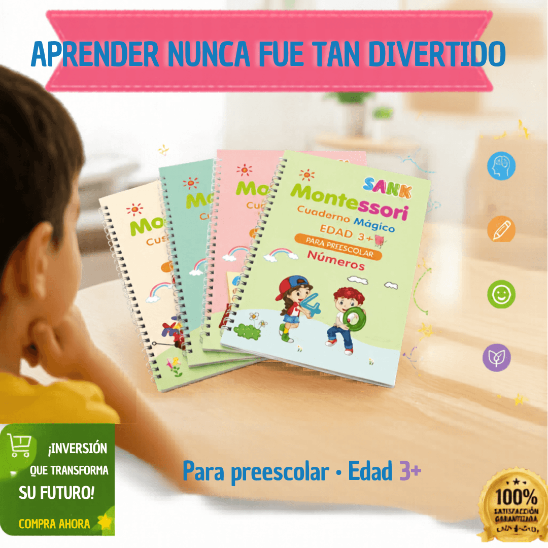 Set Cuadernos Magicos de Caligrafia Montessori