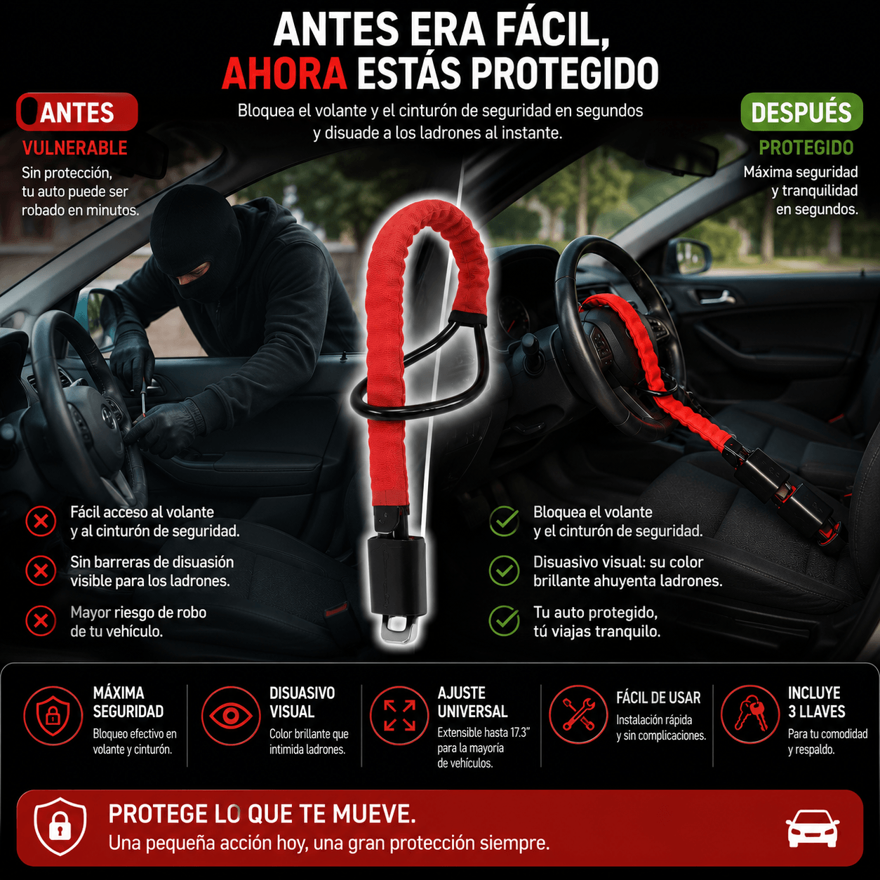 Tranca Volante Al Cinturon De Seguridad