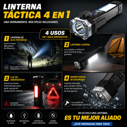 Linterna Táctica 4 en 1