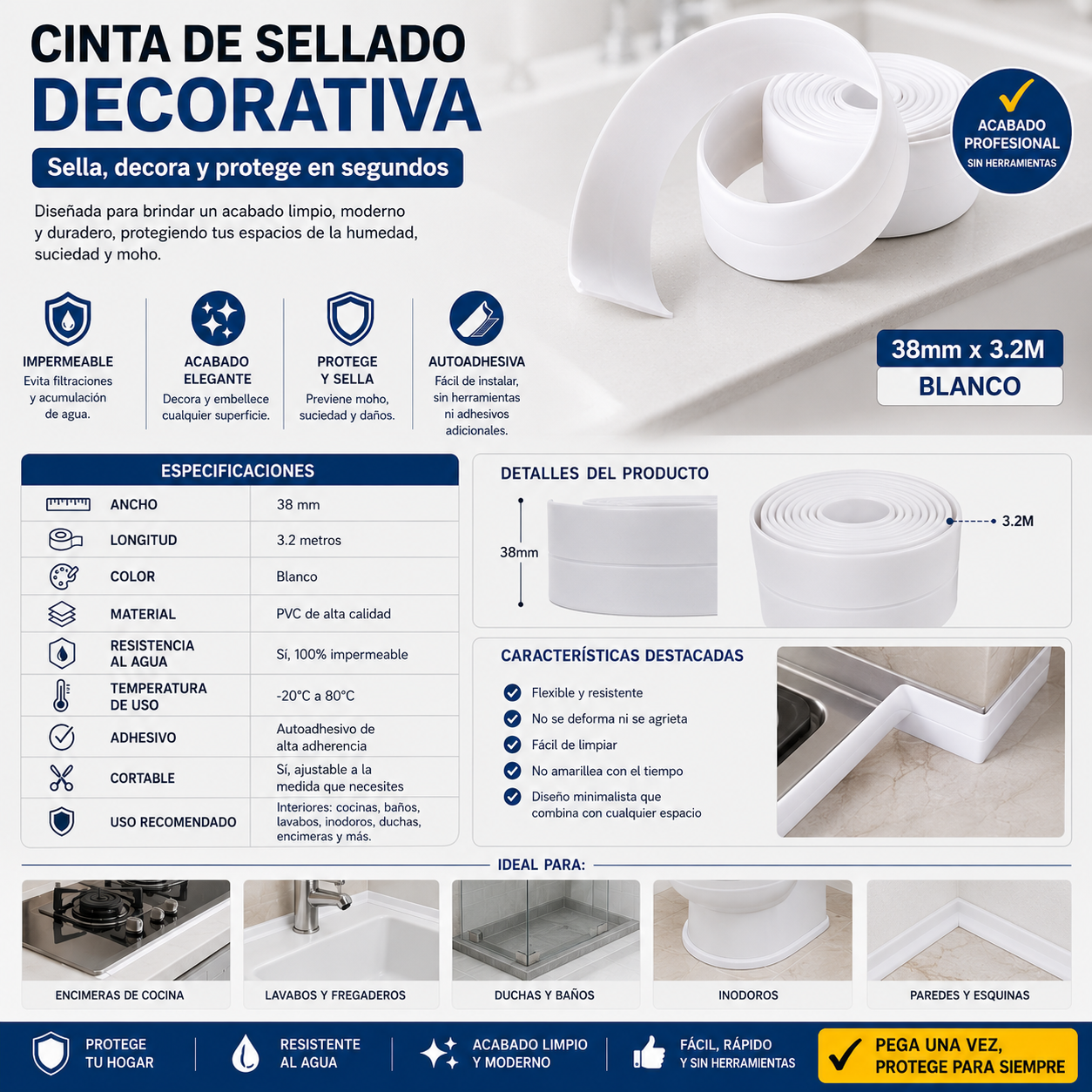 Cinta Adhesiva Selladora Reparadora 3 M