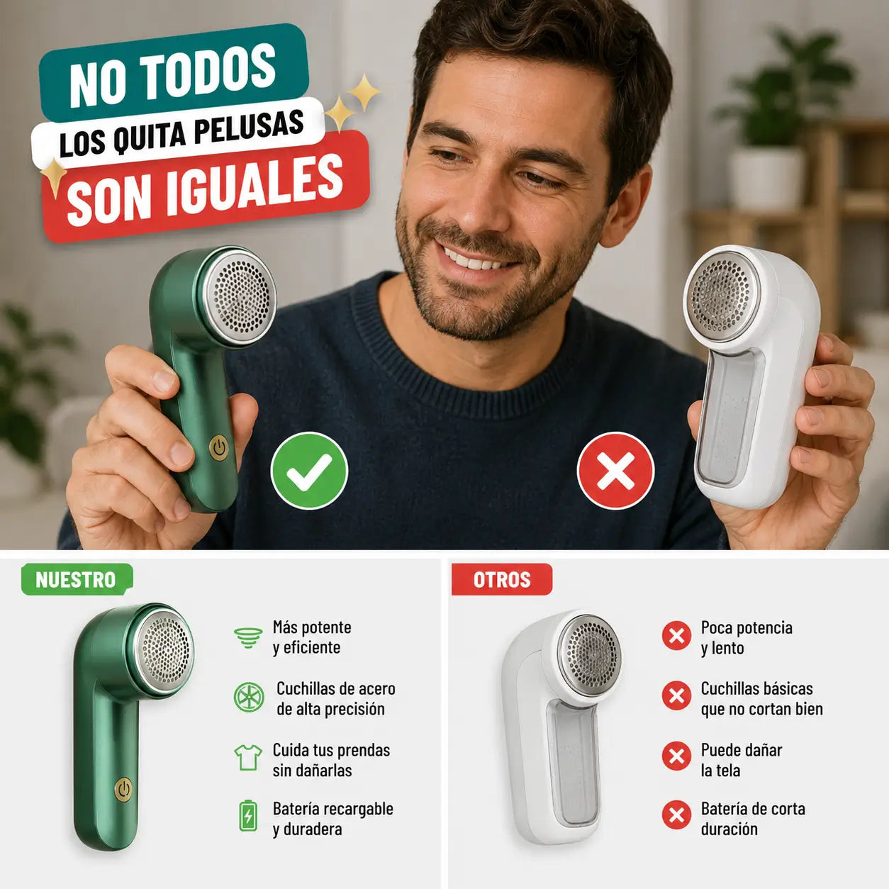 Quita Pelusas Eléctrico Recargable