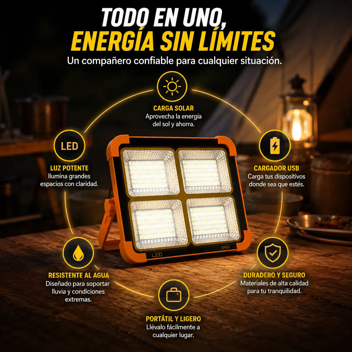 Foco Solar Cargador USB