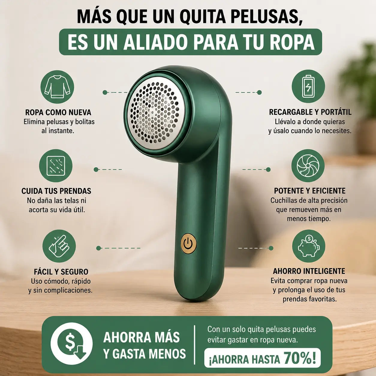 Quita Pelusas Eléctrico Recargable