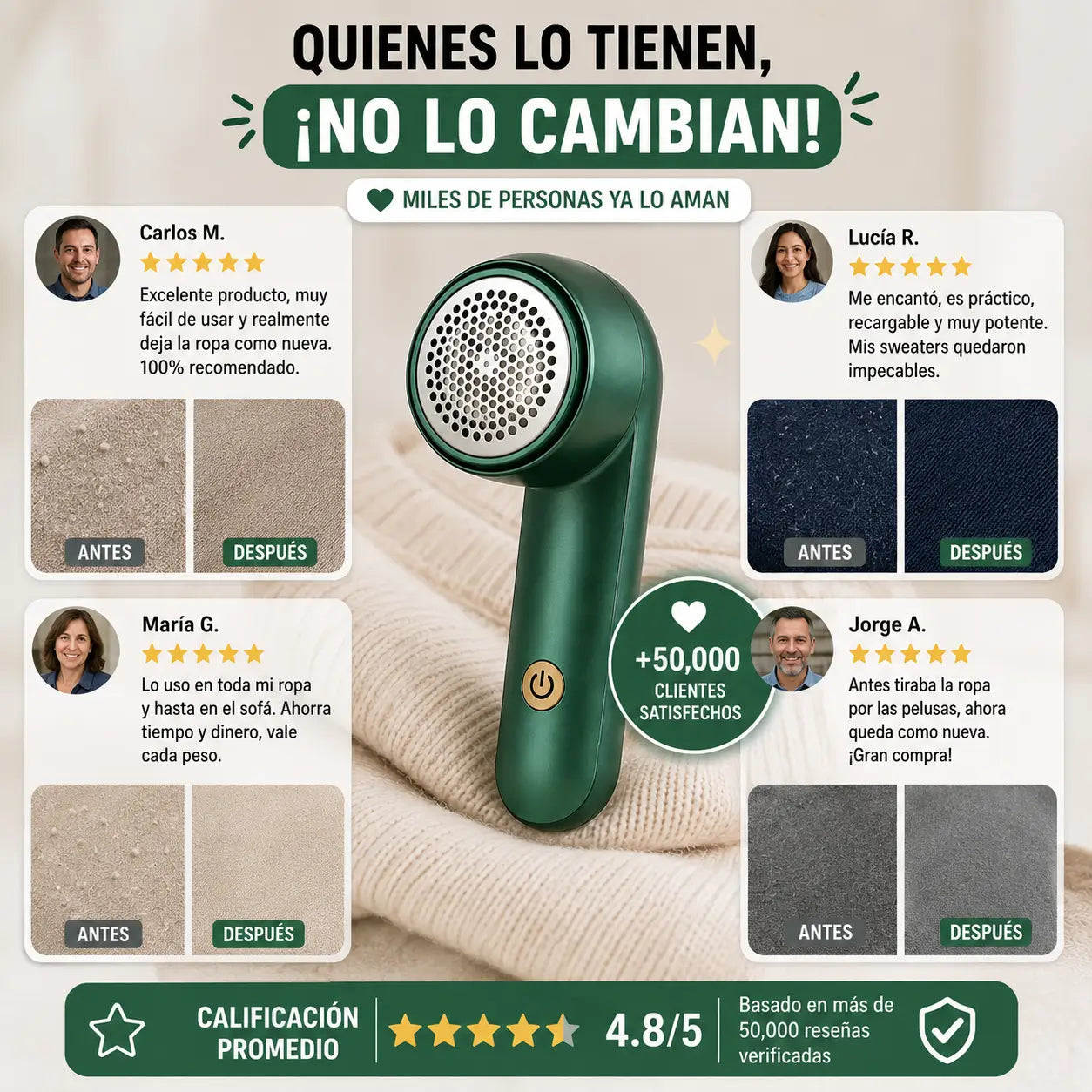 Quita Pelusas Eléctrico Recargable