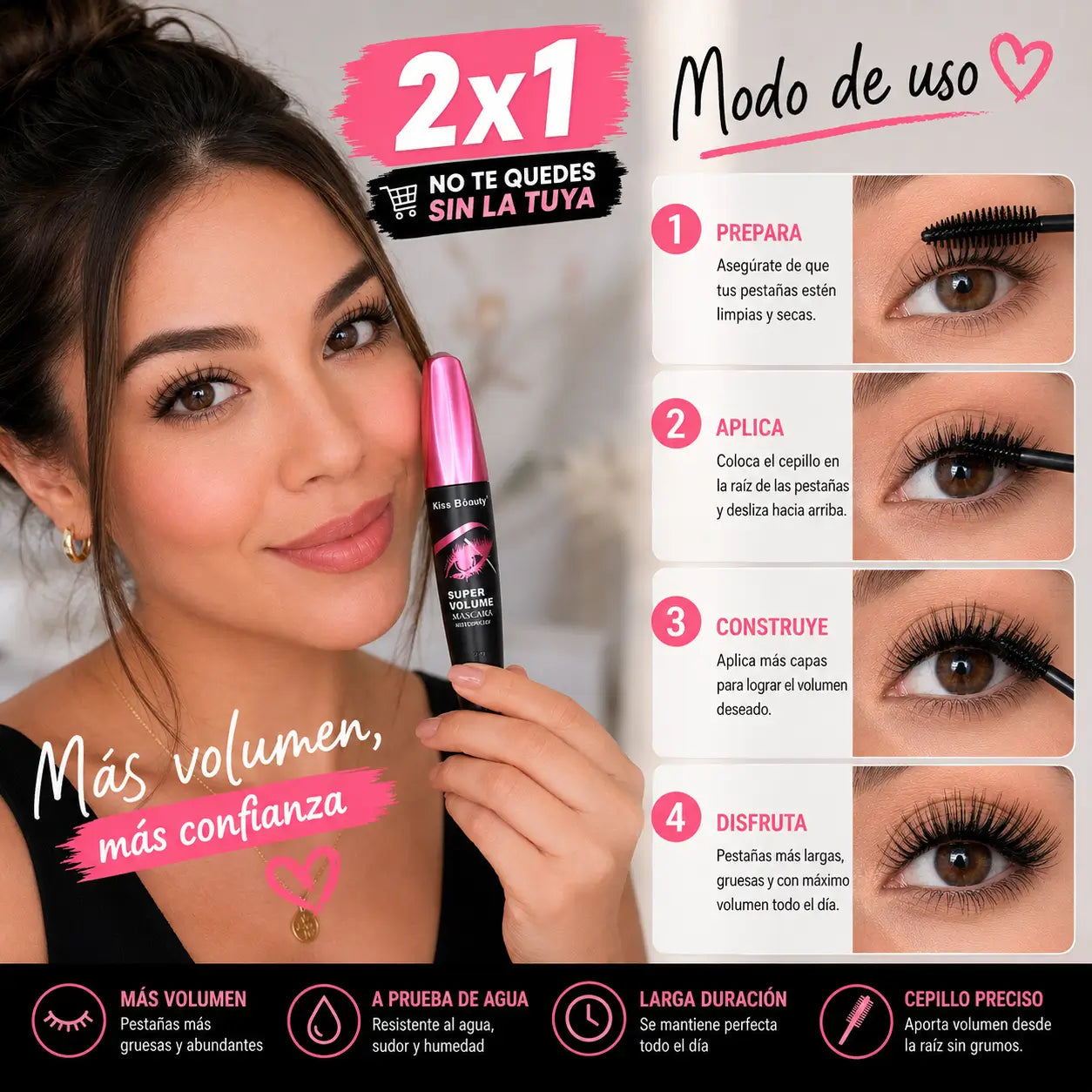 Mascara de pestaña super volumen 2 X 1