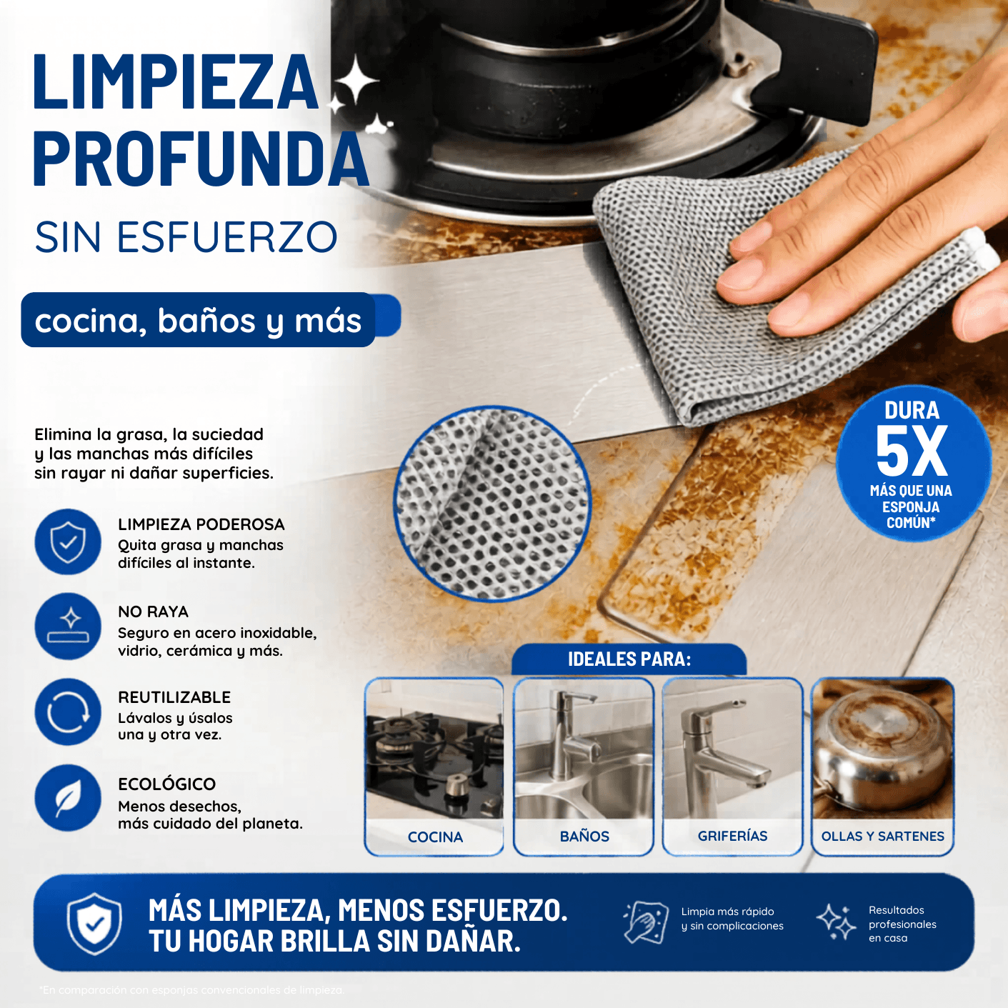 Paños Metálicos de Limpieza 5 unids.